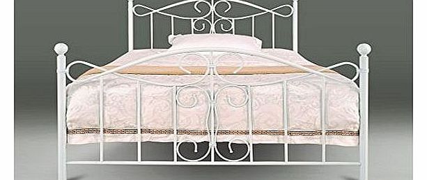 Floras Bedroom Furniture Phoebe Metal Bed (with Mattress) - 4ft6 Double - White finished