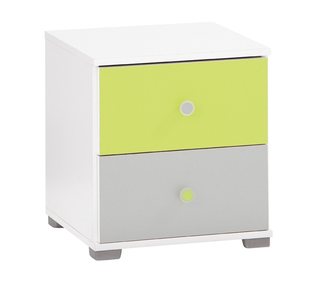 2 drawer bedside table White Lime and