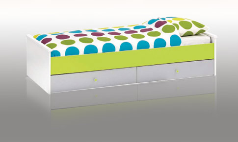 florian Kids Bed - White Lime and Silver