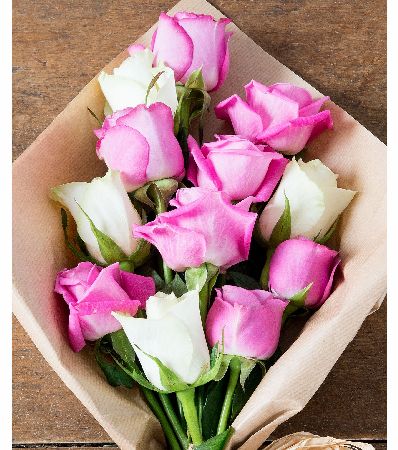 Flowers Direct Candy Pink and Pure White Roses