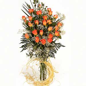Flowers Directory Narranga Orange Rose Gift & Vase