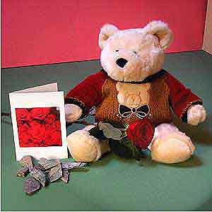 Flowers Directory Single Red Rose and a Cuddly Toy