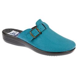 Fly Flot Female Abbie Textile Upper Textile Lining Comfort House Mules and Slippers in Black, Brown, Pink, Red, Turquoise