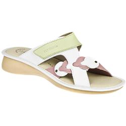 Fly Flot Female Angela Leather Upper Leather Lining Casual in White- Pink- Green, White- Red- Blue