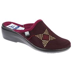Female Annalise Textile Upper Textile Lining Comfort House Mules and Slippers in Plum