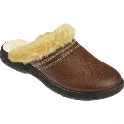 Female Buttercup Textile Lining Comfort House Mules and Slippers in Brown