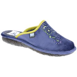 Fly Flot Female CINDY Textile Upper Textile Lining Comfort House Mules and Slippers in Navy, Purple