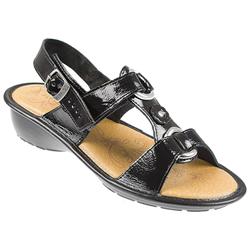 Female Flyl935 Leather Upper Leather insole Lining Casual Sandals in Black Patent