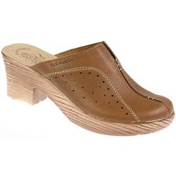 Fly Flot Female Honor Leather Upper Leather Lining Clogs in Tan