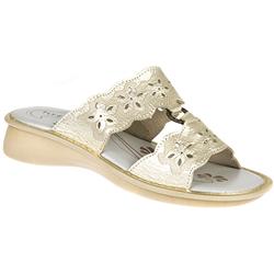 Female Louise Leather Upper Leather Lining Casual Sandals in Gold, Pewter