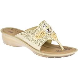 Fly Flot Female Marie Leather/Other Upper Leather Lining Casual Sandals in Gold, Tan, White