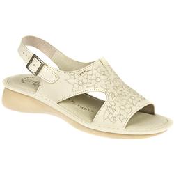 Fly Flot Female Natasha Leather Upper Leather Lining Casual Sandals in Cream, Red