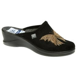 Fly Flot Female Papillion Textile Upper Textile Lining Comfort House Mules and Slippers in Beige, Black, Navy