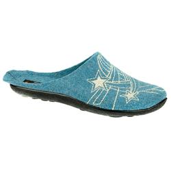 Fly Flot Female Starburst Textile Upper Textile Lining Comfort House Mules and Slippers in Cerise, Turquoise