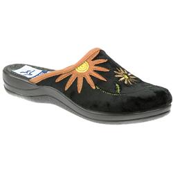 Fly Flot Female Sunflower Textile Upper Textile Lining Comfort House Mules and Slippers in Beige, Black, Blue