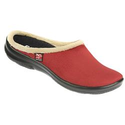 Female Susie Textile Upper Comfort House Mules and Slippers in Black, Red
