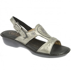 Womens Camilla Leather Upper Leather Lining Comfort Sandals in Black, Pewter, White