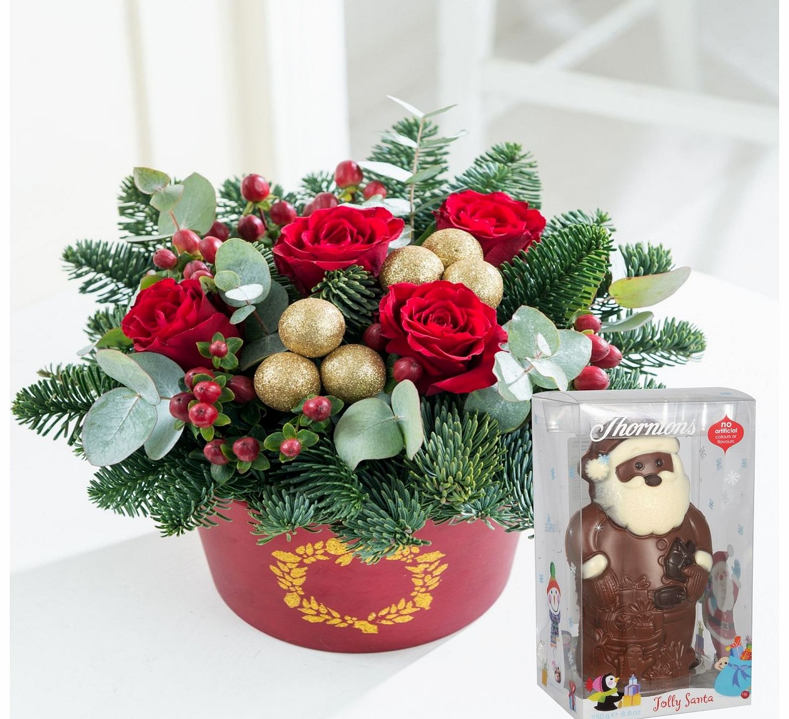 Flying Flowers Christmas Arrangement with FREE Thorntons Jolly