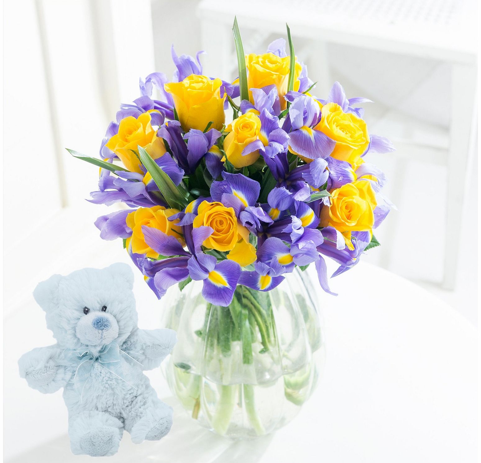 Flying Flowers Joyful Breeze with New Baby Blue Bear