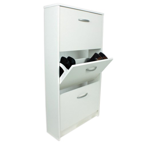 FMD Mobel Designer 3 tier shoe cabinet in white - 6 pairs