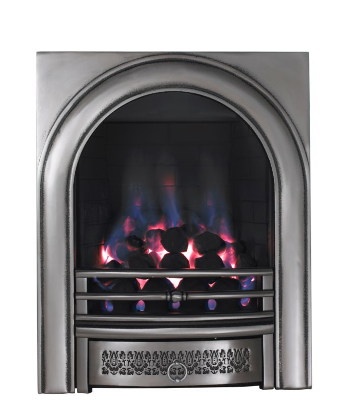 Focal Point Arch Full Depth Gas Inset Fire Satin Chrome Finish