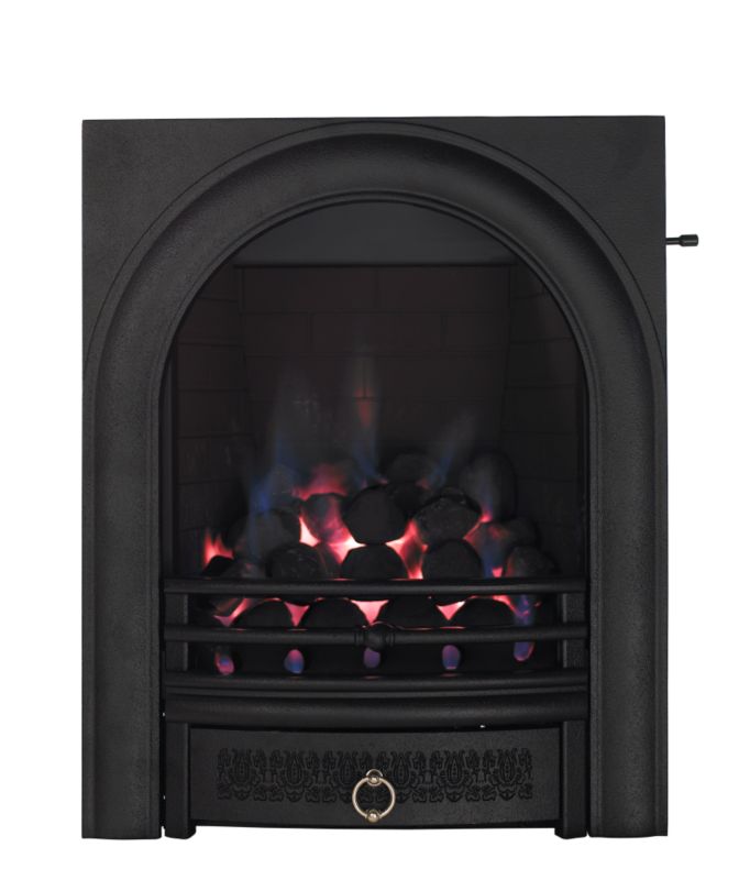 Focal Point Arch Full Depth Gas Inset Fire with Finger Slide Control Black