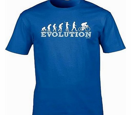 EVOLUTION BICYCLE RACER (L - ROYAL BLUE) NEW PREMIUM LOOSE FIT BAGGY T SHIRT - Cycle Mountain Bike Safety Accessories Lights Helmet Shorts Gloves Pedal Slogan Funny Joke Novelty Vintage retro top Mens