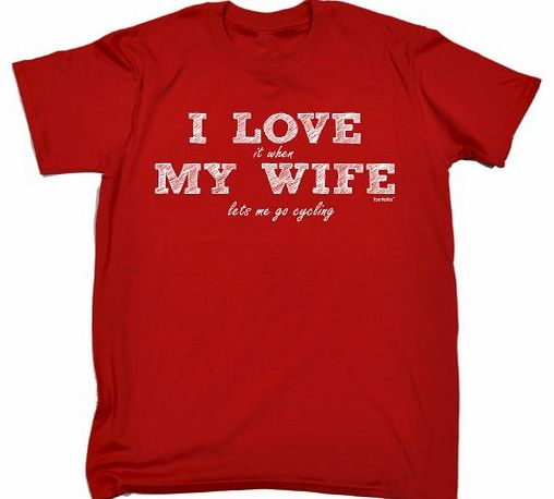I LOVE IT WHEN MY WIFE LETS ME GO CYCLING (S - RED) NEW PREMIUM LOOSE FIT T-SHIRT - slogan funny clothing joke novelty vintage retro t shirt top mens ladies womens girl boy men tshirt tee t-shirts ann