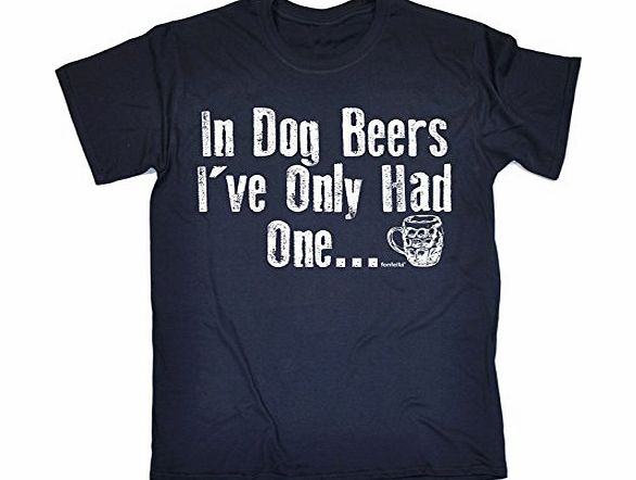 IN DOG BEERS IVE ONLY HAD ONE (4XL - NAVY) NEW PREMIUM LOOSE FIT T-SHIRT - slogan funny clothing joke novelty vintage retro t shirt top mens ladies womens girl boy men women tshirt tees tee t-shirts s