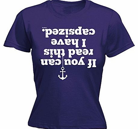 Fonfella Slogans LADIES IF YOU CAN READ THIS I HAVE CAPSIZED (M - PURPLE) NEW PREMIUM FITTED T-SHIRT - slogan funny c