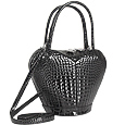 Black Crocodile Stamped Handbag