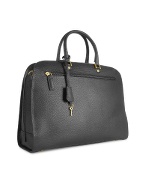 Ladiesand#39; Black Lizard Stamped Leather Briefcase