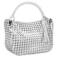 White & Silver Woven Leather Handbag