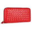 Fontanelli Womenand#39;s Red Italian Woven Leather Concertina Zip Wallet
