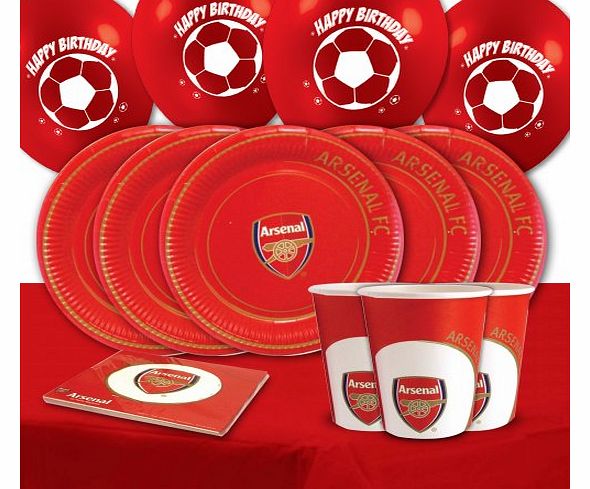 Arsenal Football Club AFC Complete Party Supplies Kit For 16 With Balloons