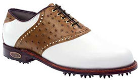 Footjoy Classics Dry Premiere White Smooth/Brown Ostrich print 50684 Golf Shoe
