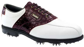 Footjoy Dryjoys White Smooth/Black Cherry Corbellino 53616 Golf Shoe