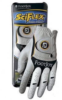 Footjoy SCIFLEX MENS GOLF GLOVE LEFT HAND PLAYER / WHITE/BLACK / SMALL