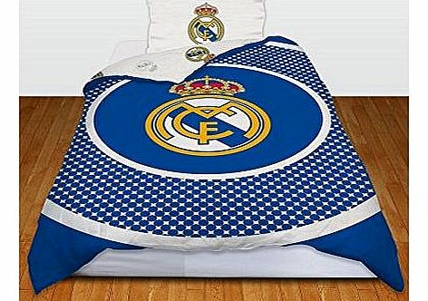 Real Madrid FC Bullseye Reversible Duvet Cover Set, Blue/White, Single
