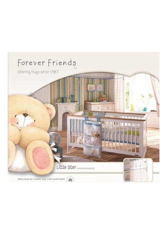 Forever Friends Little Star Lined Tab Top Curtains