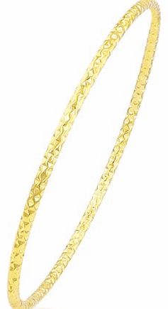 9ct Yellow Gold, Diamond Cut Bangle of 6.5cm Diameter