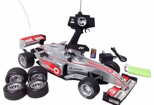 HUGE 1:10 F1 Radio Remote Control Formula One Car - CAN RACE 2 CARS (SILVER 27MHZ)