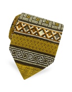 Fornasetti Golden Pompei Mosaics Printed Silk Tie