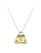 18K Gold and Diamond Bag Charm Pendant Necklace