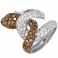 18K White Gold & Champagne Diamond Snake Ring