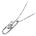 18K White Gold and Diamond Paperclip style Necklace