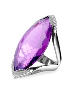 Amethyst and Diamond White Gold Fashion Ring