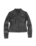 Black Genuine Leather Motorcycle Zip Jacket
