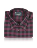 Forzieri Blue Roses - Black and Red Checked Button Down Cotton Dress Shirt