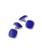 Blue Square Sterling Silver Double Sided Cufflinks